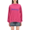 Script Logo Yuvarlak Yaka Sweatshirt “Dark Fuchsia” 697869TMVB50507