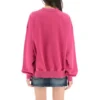 Script Logo Yuvarlak Yaka Sweatshirt “Dark Fuchsia” 697869TMVB50507