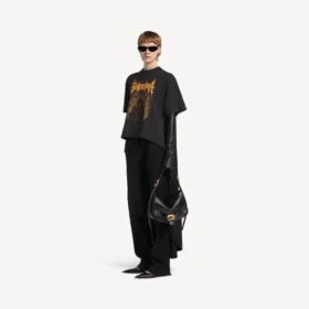 Siyah Balenciaga Sacra Cœur Train Tişört (Kadın)