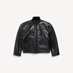 Siyah erkek shearling fermuarlı ceket