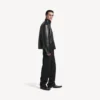 Siyah erkek shearling fermuarlı ceket Siyah erkek shearling fermuarlı ceket