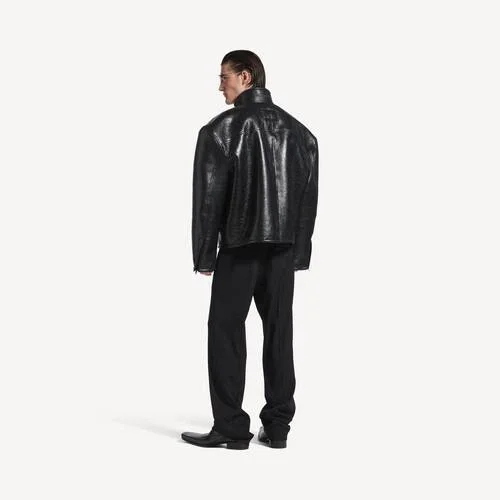 Siyah erkek shearling fermuarlı ceket Siyah erkek shearling fermuarlı ceket