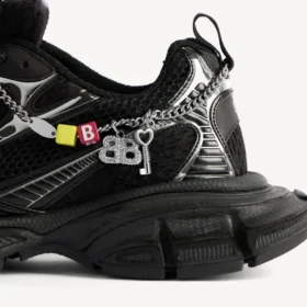 Siyah/gümüş renkli, süslemeli kadın 3XL Sneaker’lar