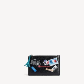 Siyah/çok renkli erkekler için büyük boy uzun bozuk para ve kartlık