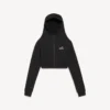 Siyah renkli kadın teknik giyim cocoon kapüşonlu sweatshirt Siyah renkli kadın teknik giyim cocoon kapüşonlu sweatshirt