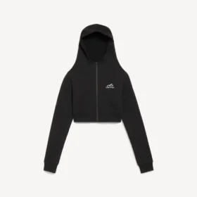Siyah renkli kadın teknik giyim cocoon kapüşonlu sweatshirt