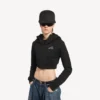 Siyah renkli kadın teknik giyim cocoon kapüşonlu sweatshirt Siyah renkli kadın teknik giyim cocoon kapüşonlu sweatshirt