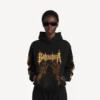 Siyah renkli, orta kesim Balenciaga Sacra Cœur kadın kapüşonlu sweatshirt