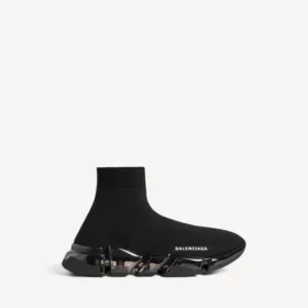 Erkekler için siyah renkli, tamamen şeffaf tabanlı, geri dönüştürülmüş örgü Speed 2.0 Sneaker’ı