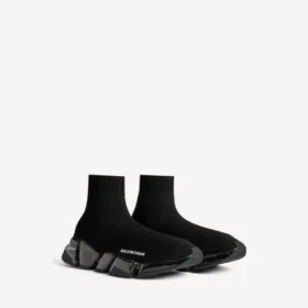 Erkekler için siyah renkli, tamamen şeffaf tabanlı, geri dönüştürülmüş örgü Speed 2.0 Sneaker’ı