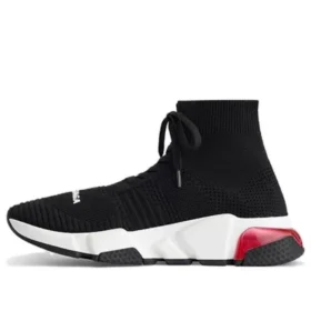 Speed 1.0 Bağcıklı Sneaker “Siyah Beyaz, Şeffaf Tabanlı Kırmızı” 617217W05GG1014