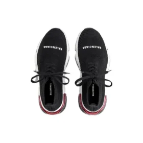 Speed 1.0 Bağcıklı Sneaker “Siyah Beyaz, Şeffaf Tabanlı Kırmızı” 617217W05GG1014