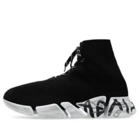 Speed 2.0 Bağcıklı Sneaker’lar “Siyah Geri Dönüştürülmüş Örme ve Beyaz Taban” 617258W2DD41091