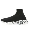 Speed 2.0 Graffiti Sneaker’lar “Siyah Geri Dönüştürülmüş Örme ve Beyaz Taban” 617196W2DD41091