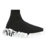 Speed 2.0 Graffiti Sneaker’lar “Siyah Geri Dönüştürülmüş Örme ve Beyaz Taban” 617196W2DD41091