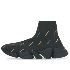 Speed 2.0 Sneaker’lar “Geri Dönüştürülmüş Örme Siyah, Her Yerde Çok Renkli Logo” 617239W2DF01088