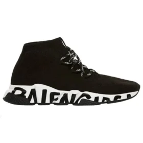Speed Bağcıklı Sneaker’lar “Siyah Geri Dönüştürülmüş Örme ve Siyah Graffiti Taban” 621611W05GE1015
