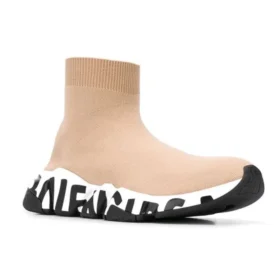 Speed Graffiti Sneaker’lar “Beyaz ve Siyah Graffiti Tabanlı Bej Örgü” 605942W2DB79791