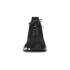 Speed Lace Up Sneaker’lar “Siyah Geri Dönüştürülmüş Örme ve Siyah-Beyaz Grafiti Taban” 617251W2DB71006