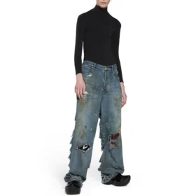 Süper Yıpranmış Bol Pantolon “Açık Mavi” 745248TNW014012