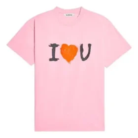 SS21 Alfabe Desenli Kısa Kollu Unisex Pembe 612965TJVL51401