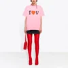 SS21 Alfabe Desenli Kısa Kollu Unisex Pembe 612965TJVL51401