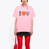 SS21 Alfabe Desenli Kısa Kollu Unisex Pembe 612965TJVL51401
