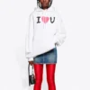 SS21 Baskılı Kapüşonlu Sweatshirt Beyaz 578135TJVL69040