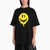 SS21 Drip Peace Geniş Kesim Baskılı Tişört Siyah 641655TKVA11012