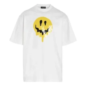 SS21 Drip Peace Geniş Kesim Gülümseme Baskılı Günlük GS Beyaz 641675TKVA18639