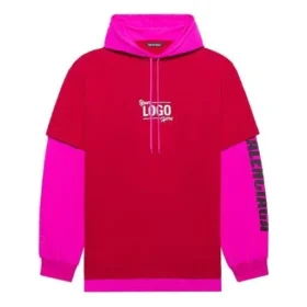 SS21 Kapüşonlu Eklemeli Uzun Kollu Unisex Pembe Kırmızı 657037TKV826295