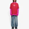 SS21 Kapüşonlu Eklemeli Uzun Kollu Unisex Pembe Kırmızı 657037TKV826295