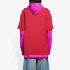 SS21 Kapüşonlu Eklemeli Uzun Kollu Unisex Pembe Kırmızı 657037TKV826295