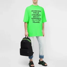 SS21 Kelime Desenli Kısa Kollu Unisex Yeşil 641614TJVI34162