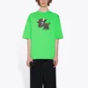 SS21 Küçük Desenli Çizgi Film Baskılı Kısa Kollu Unisex Yeşil 612966TJVM93302
