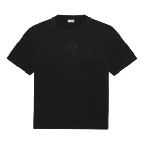 SS21 Logo Desenli Yuvarlak Yaka Kısa Kollu Unisex Siyah 641655TKV711069
