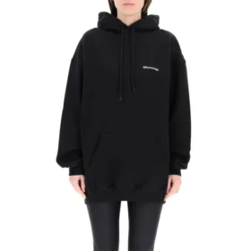SS21 Logo Pamuklu Kapüşonlu Sweatshirt Siyah 578135TJV851070
