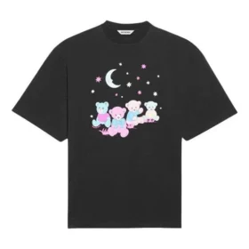 SS21 Love Bear Baskılı Tişört Siyah 641532TJVI11000