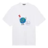 SS21 Retro Düz Dokuma Geniş Kesim Kısa Kollu Unisex Beyaz Tişört 657059TKV949000