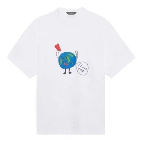 SS21 Retro Düz Dokuma Geniş Kesim Kısa Kollu Unisex Beyaz Tişört 657059TKV949000