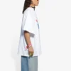 SS21 Retro Düz Dokuma Geniş Kesim Kısa Kollu Unisex Beyaz Tişört 657059TKV949000