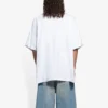 SS21 Retro Düz Dokuma Geniş Kesim Kısa Kollu Unisex Beyaz Tişört 657059TKV949000