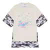SS21 Retro Çift Katmanlı Kısa Kollu Beyaz 641584TJVI19013