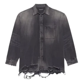 SS21 Yırtık Denim Gömlek Erkek Siyah 657610TBP191090