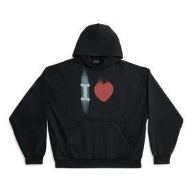 SS23 I love Balenciaga Kapüşonlu Sweatshirt “Siyah” 742603TOVH59034