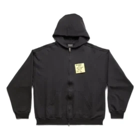 Sticky Note Fermuarlı Kapüşonlu Sweatshirt Orta Kesim “Siyah Soluk” 744457TOVD31055 Sticky Note Fermuarlı Kapüşonlu Sweatshirt Orta Kesim “Siyah Soluk” 744457TOVD31055