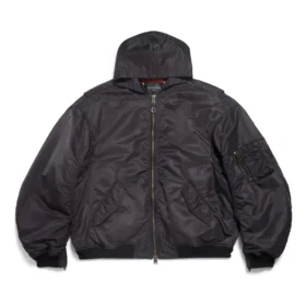 Tape Type Hafif Kapüşonlu Bomber Ceket “Siyah” 791103TPO041000
