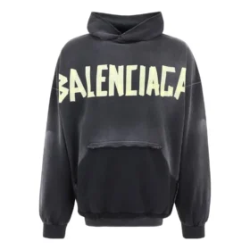 Tape Type Yırtık Cepli Kapüşonlu Oversized “Siyah Soluk” 744190TOVB11055