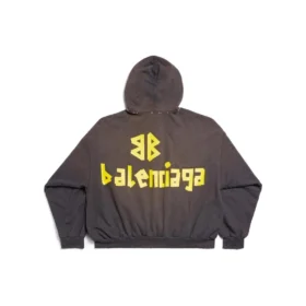 Tape Type Yırtık Cepli Kapüşonlu Sweatshirt Geniş Kesim “Koyu Gri” 744441TQVA98519