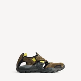 Taupe/Siyah/Neon sarısı renkli erkek yürüyüş sneaker’ı